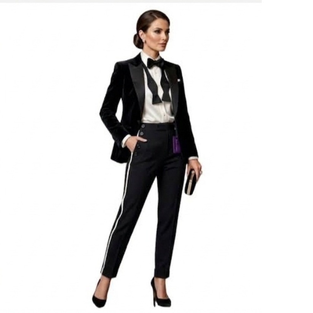 Ralph Lauren Collection Tuxedo Jogger Pants Black and White Stripe Size 12 NWT